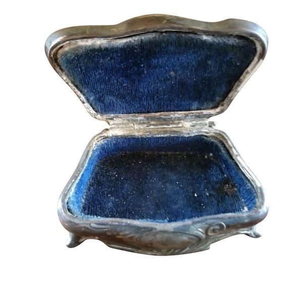 1900s Vintage Antique Jewelry Casket  Art Nouveau Footed Trinket Box 395 Lined - Picture 4 of 9